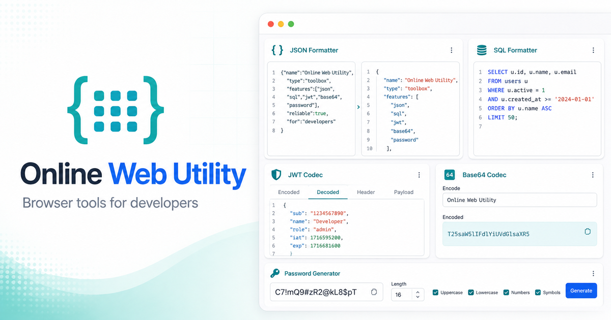 Online Web Utility developer tools preview